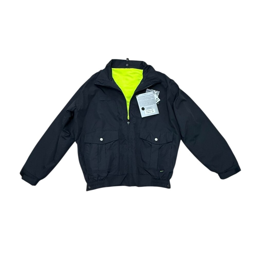 Men’s Gerber jacket zip up black reversible visibility l/s y2k
